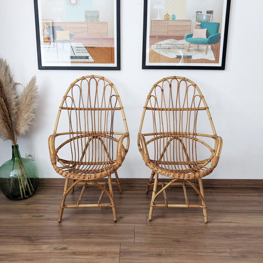Paire de fauteuils rotin