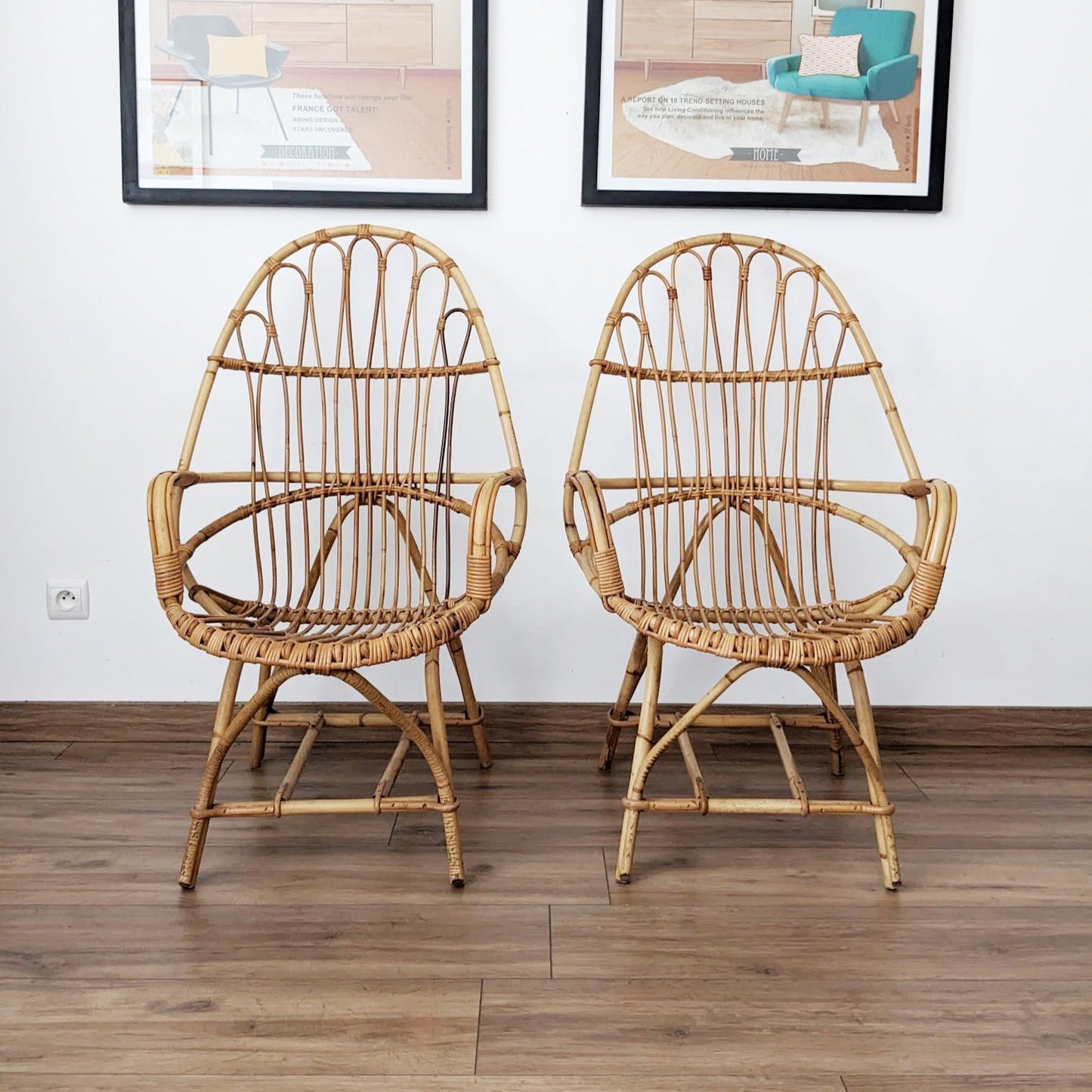 Paire de fauteuils rotin