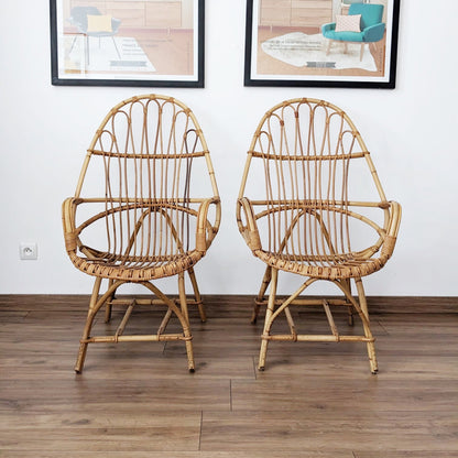 Paire de fauteuils rotin