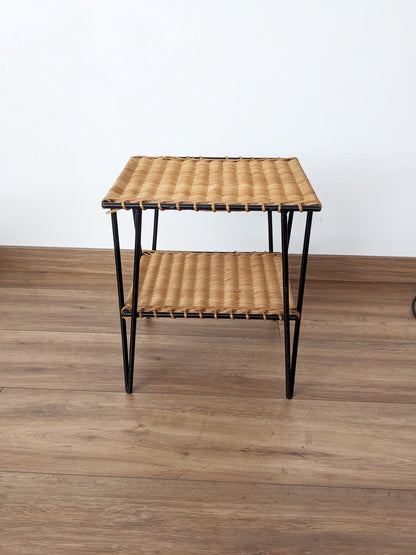 Table d'appoint vintage en rotin