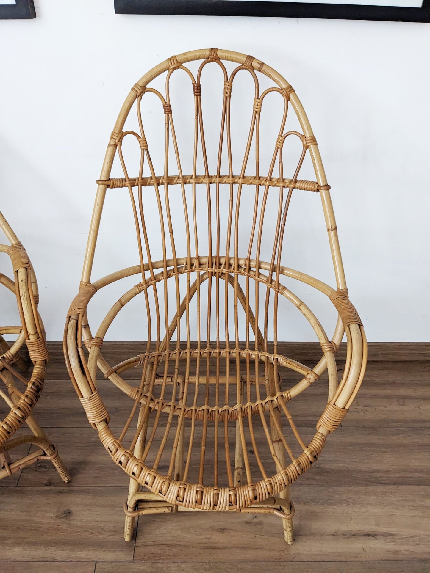 Paire de fauteuils rotin