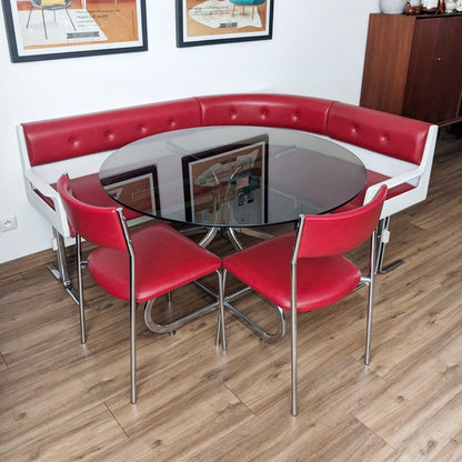Banquette d'angle et 2 chaises vintage