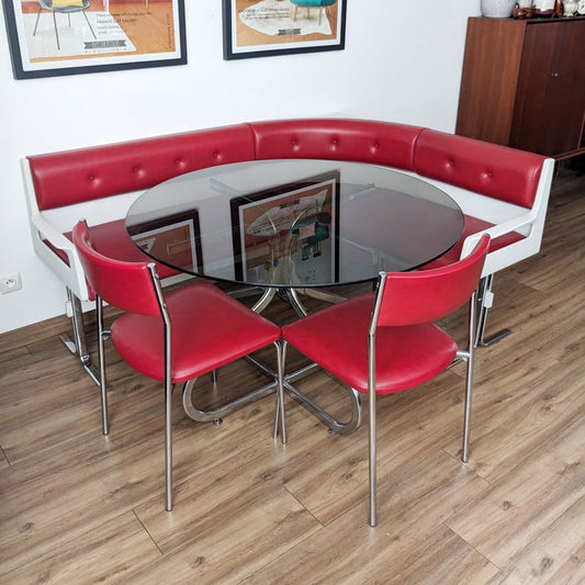 Banquette d'angle et 2 chaises vintage