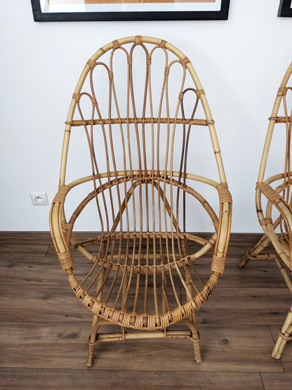 Paire de fauteuils rotin