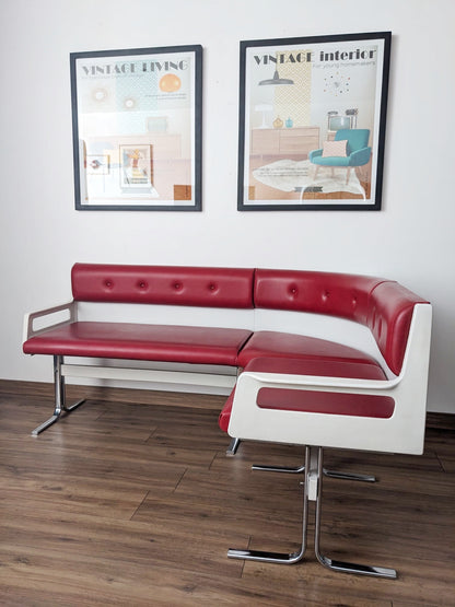 Banquette d'angle et 2 chaises vintage