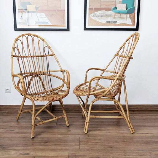 Paire de fauteuils rotin