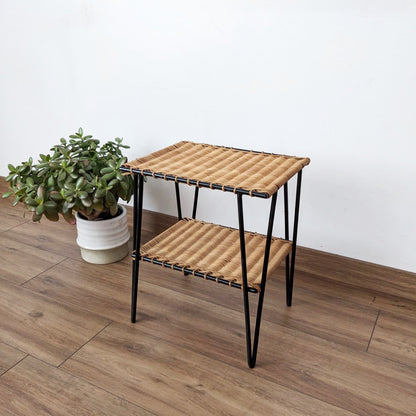 Table d'appoint vintage en rotin